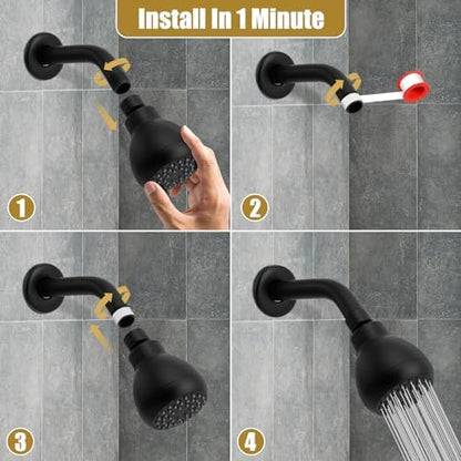 AISOSO Fixed Shower Head High Pressure 3 Inch Showerhead Matte Black