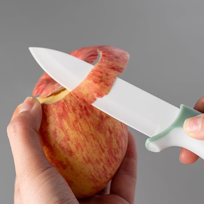 2 pcs ceramic knife - 4 Inch green and pink fruit knife with hippo shape cover, paring knife, use for fruit bread vegetable and meat (green and pink)