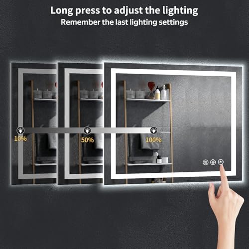 32"x40" LED Bathroom Mirror with Lights, Backlit+Frontlit, Anti-Fog