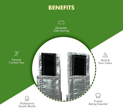 Regency Wraps EvenBake CakeStrips, Aluminized Cotton Band with Secure Velcro-like Closure to Create Moist, Even Layers, Pack of 2, Silver, 30", fit 8-9" cake pans