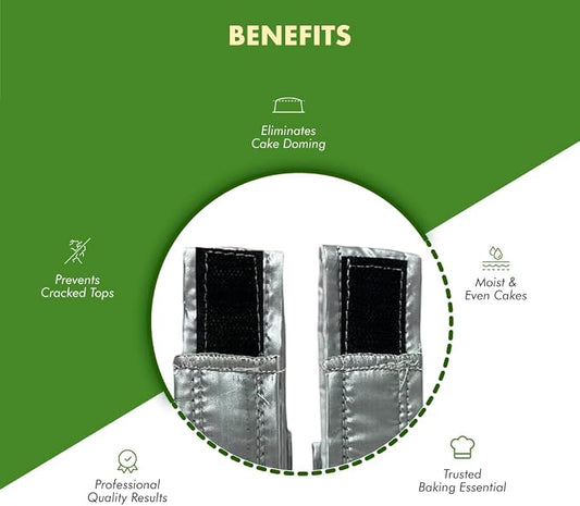 Regency Wraps EvenBake CakeStrips, Aluminized Cotton Band with Secure Velcro-like Closure to Create Moist, Even Layers, Pack of 2, Silver, 30", fit 8-9" cake pans