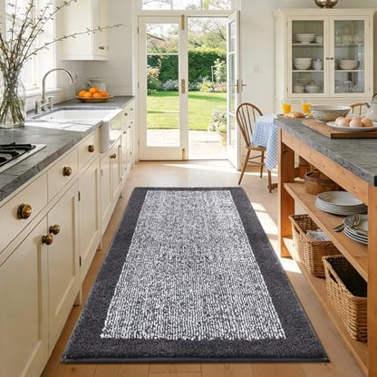 48x32 Bathroom Rugs Non Slip Washable, Soft Absorbent Bath Mat Dark Grey