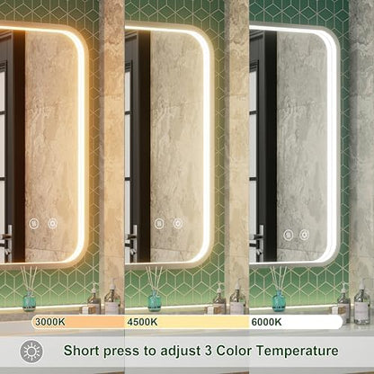 40"x30" Silver LED Bathroom Mirror,Adjust 3000K/4500K/6000K Light