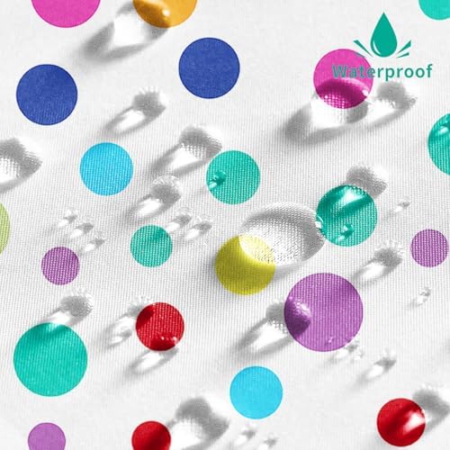 Colorful Polka Dots Shower Curtain, Kids Fun Bright Rainbow Waterproof Fabric Shower Curtain for Bathroom with Modern Abstract Geometric Bath Curtain Decor with Hooks, Machine Washable, 36''Wx72''L