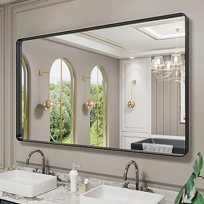 LOAAO 60X36 Inch Black Bathroom Mirror Metal Framed