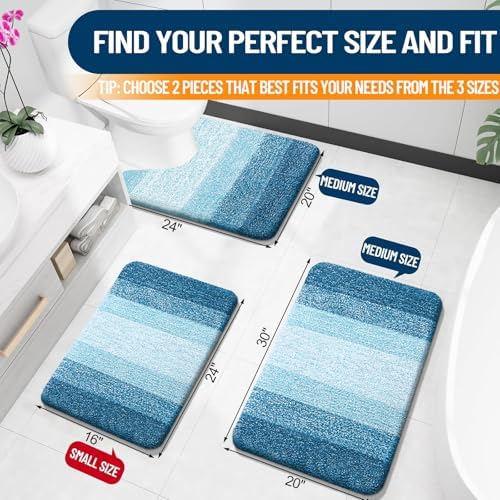 OLANLY Micorfiber Bathroom Rug Set 2 Piece, 30"x20"+24"x16"