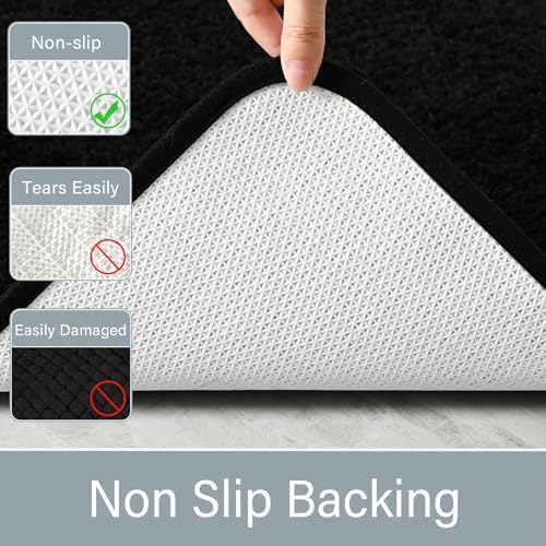 LOCHAS Bathroom Rug Runner 24x54 Inch, Bath Rugs Non Slip, Black