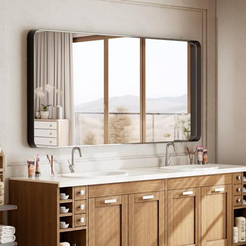 VooBang Bathroom Mirror 30"x56", Black Gorgeous Deep Frame Wall Mirror