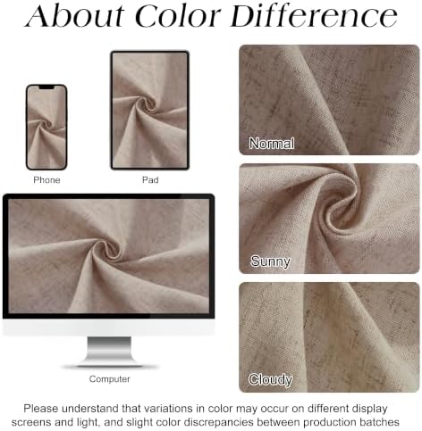 Naturoom Linen Shower Curtain 84 Inch Long for Bathroom Ecru 1 Panel