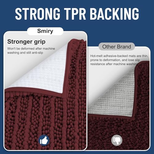 Smiry Bathroom Rugs 34X21, Extra Soft Rubber Backing Chenille Bath Mats