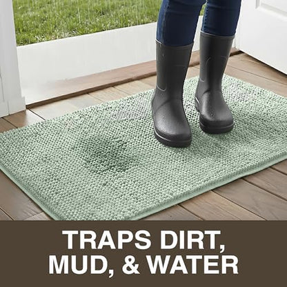 Neater Home Plush Bathroom Rugs 36x24 Thick Chenille Quick Dry Microfiber Absorbent Bath Mat, Soft Bath Rugs, Machine Washable Bathroom Floor Mat for Tub Shower Sink, Home Decor Accessories, Green