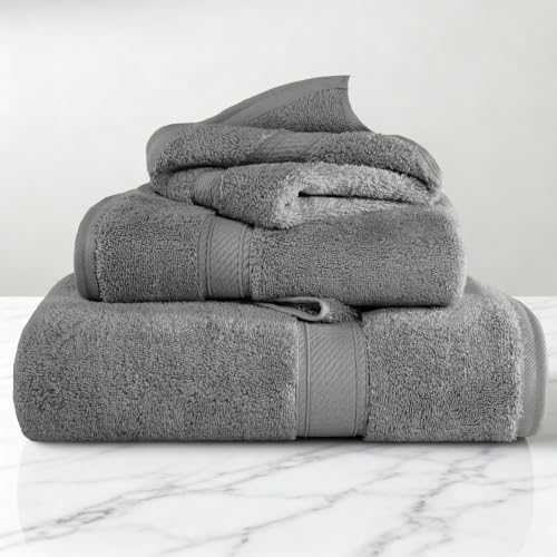 SUPERIOR Egyptian Cotton Ultra Plush & Absorbent, 3 Piece Set, Charcoal
