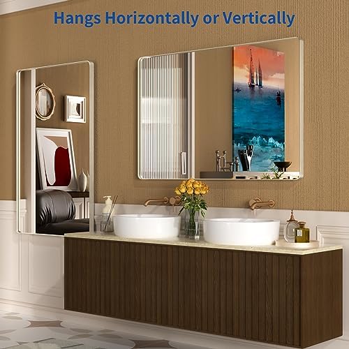 WEER Brushed Nickel Bathroom Vanity Mirror 55X30 Inch
