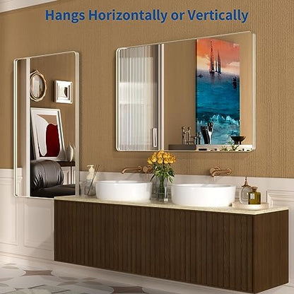 WEER Brushed Nickel Bathroom Vanity Mirror 55X30 Inch
