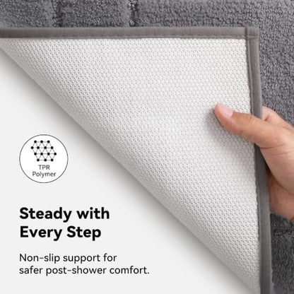GRANNY SAYS Dark Grey Bathroom Rug 36" x 24", Non-Slip Microfiber Bath Mat