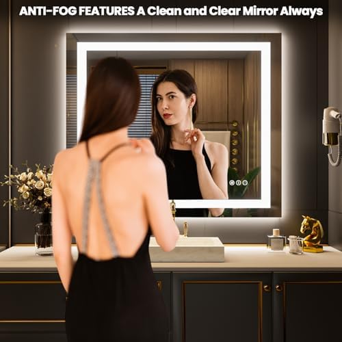 LOAAO 30"X38" LED Bathroom Mirror with Lights, UL Listed