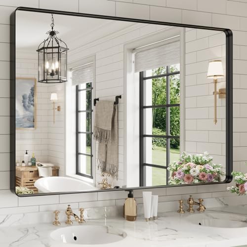 WEER Black Bathroom Vanity Mirror 60X40 Inch