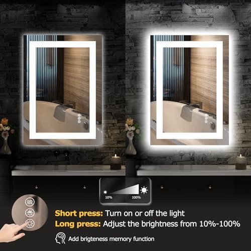 Hivone 20"X28" LED Bathroom Mirror with Lights, UL Listed
