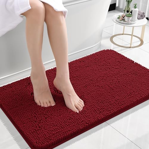 OLANLY Small Bathroom Rugs 24x16, Extra Soft Absorbent Chenille Bath Rugs