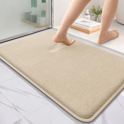 OLANLY Thick Memory Foam Bathroom Rugs 36x24, Absorbent Bath Mat, Beige