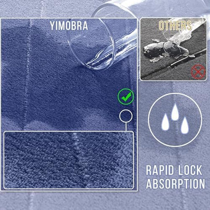 Yimobra Memory Foam Toilet Bath Mat U-Shaped, Soft and Comfortable, Super Water Absorption, Non-Slip, Thick, Machine Wash and Easier to Dry for Bathroom Commode Contour Rug, 24 X 20 Inches, Navy Blue