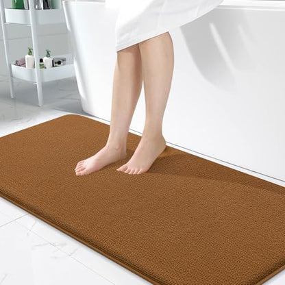 OLANLY Memory Foam Bathroom Runner Rugs 47x24, Absorbent Long Mat, Ochre