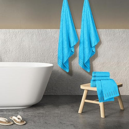 BELIZZI HOME Ultra Soft 6 Pack Cotton Towel Set, Contains 2 Bath Towels 28x55 inch, 2 Hand Towels 16x24 inch & 2 Wash Cloths 12x12 inch, Ideal Everyday use, Compact & Lightweight - Turquoise Blue
