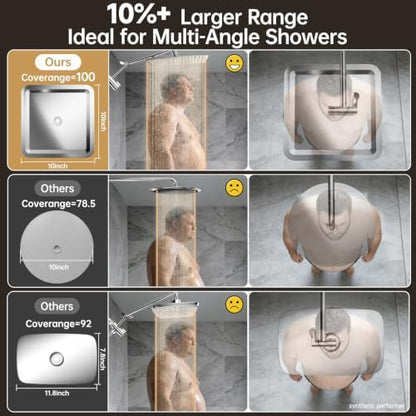 Veken All Metal 10"Luxurious Rain Shower Head with Handheld Spary,Power Jet