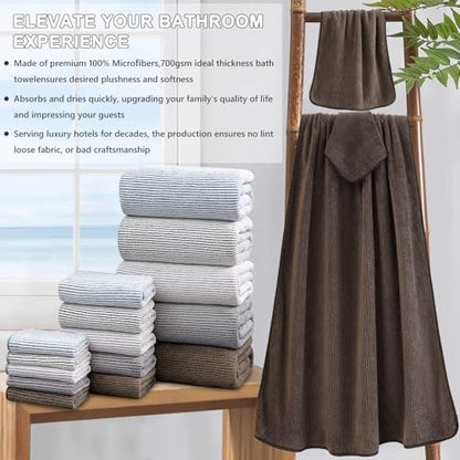 4 Piece Bath Towel Set 35"x70"Oversized Bath Towel for Bathroom Ultra Soft Fluffy Extra Large Bath Sheet Luxury Premium Bathroom Towel Highly Absorbent Quick Dry Shower Towel for Hotel Spa,Brown