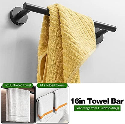 20pcs Bathroom Hardware Set, Matte Black Bathroom Hardware Set, Including 16" Hand Towel Bars, Toilet Paper Holders, Towel Rings, Robe Towel Hooks