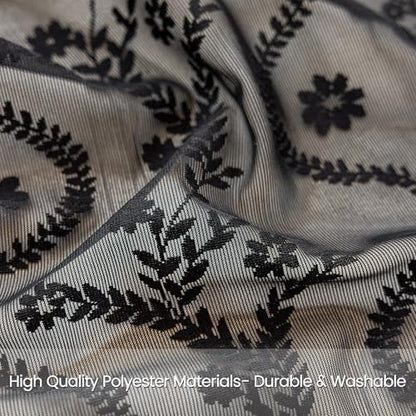 WAZZIO Black Lace Shower Curtain - Vintage Pretty Floral Sheer Shower Curtains Goth, Decorative Tassel Bath Curtains for Bathroom, 72 x 72 Inch, 1 Panel