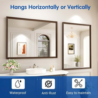 WEER Brown Bathroom Vanity Mirror 48x36 Inch