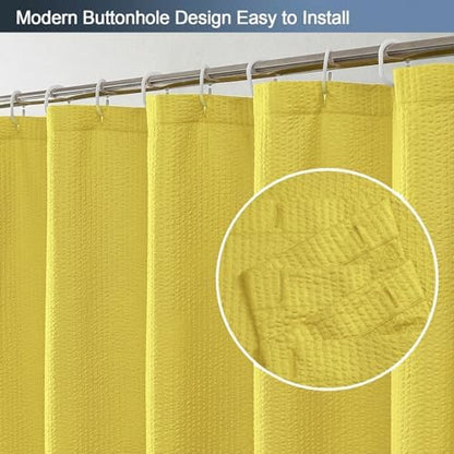 OWENIE Lemon Shower Curtain for Bathroom 72x72 Inch, 3D Embossed Textured Waffle Fabric Shower Curtains, Soft Hotel Farmhouse Style, Water Repellent, Machine Washable, Lemon, 72" W x 72" L