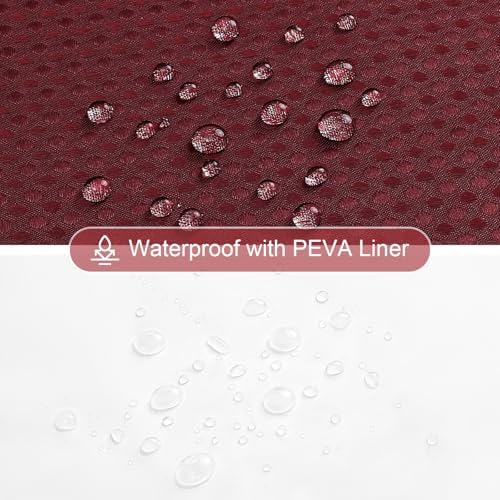Gibelle 3 in 1 Burgundy Shower Curtain with PEVA Liner, 12 Hooks, 72x72