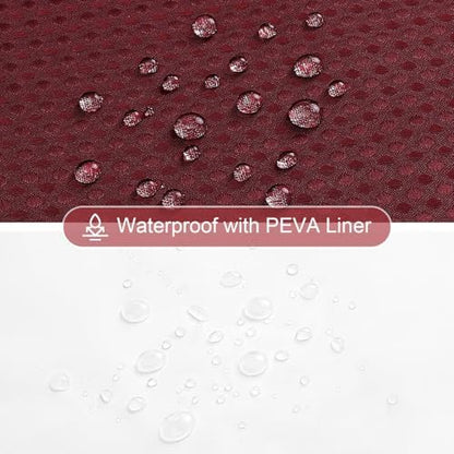 Gibelle 3 in 1 Burgundy Shower Curtain with PEVA Liner, 12 Hooks, 72x72