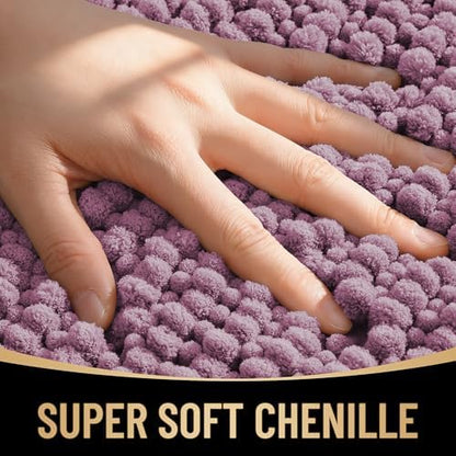 OLANLY Thick Chenille Absorbent Bathroom Rugs Mat 30x20, Deep Plum