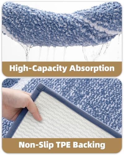 Color&Geometry Simple and Stylish Large Bath Mats for Bathroom,24"x36" Blue