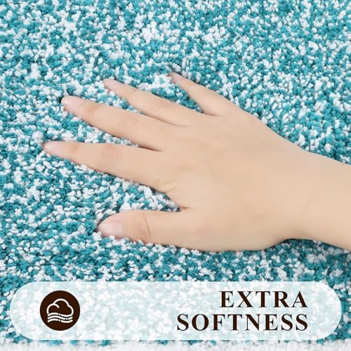 Pauwer Bathroom Rugs Sets 2 Piece, Non Slip Washable Bath Mat, Aqua Blue
