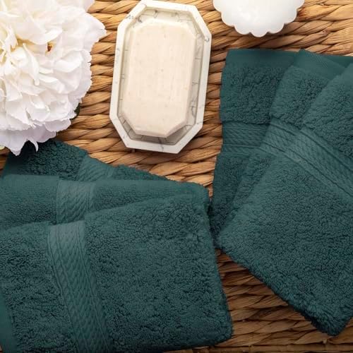 Superior Egyptian Cotton Plush & Absorbent, Face Towel Set of 6, Teal