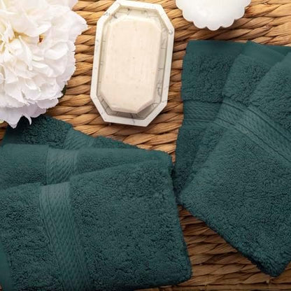 Superior Egyptian Cotton Plush & Absorbent, Face Towel Set of 6, Teal