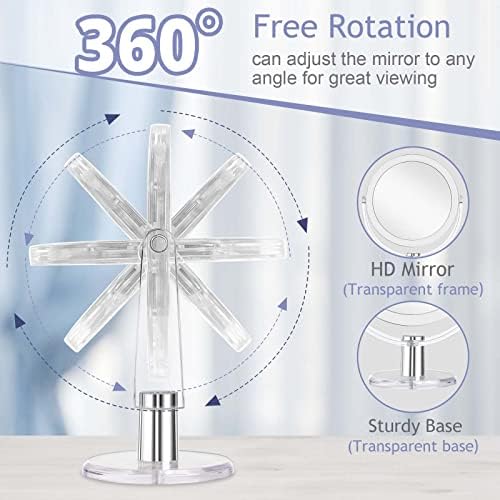 CLSEVXY Vanity Makeup Mirror with Stand, 1X/15X Magnification Double Sided 360 Degree Swivel, Portable Table Desk Counter top Magnifying Mirror, Tabletop Mirror for Bedroom or Dorm Room, 6.25 Inch