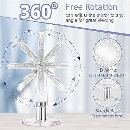 CLSEVXY Vanity Makeup Mirror with Stand, 1X/15X Magnification Double Sided 360 Degree Swivel, Portable Table Desk Counter top Magnifying Mirror, Tabletop Mirror for Bedroom or Dorm Room, 6.25 Inch
