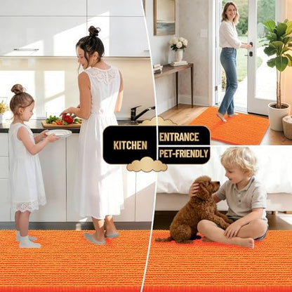 OLANLY Thick Chenille Bathroom Rugs 36x24, Soft Absorbent Bath Mat, Orange