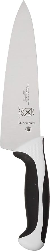 Mercer Culinary Millennia 8-Piece Knife Roll Set, White Handles