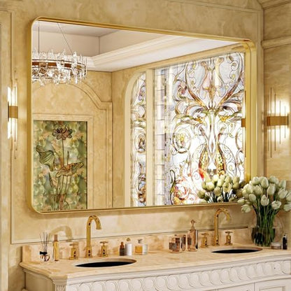 VooBang Bathroom Mirror 30"x48", Gold Gorgeous Deep Frame Wall Mirror