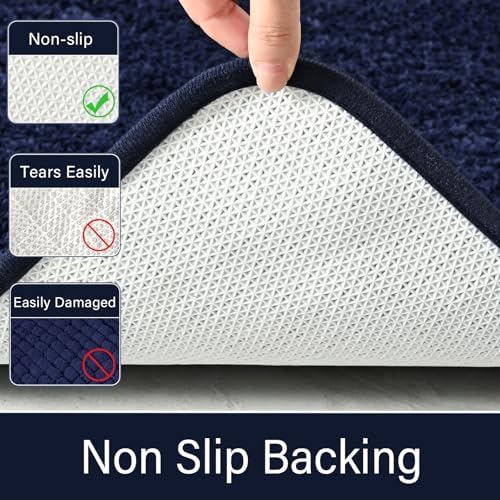 LOCHAS Bathroom Rug Runner 24x84 Inch, Bath Rugs Non Slip, Navy