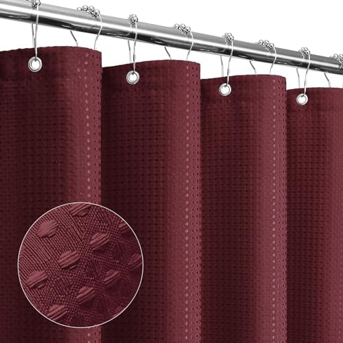 Gibelle Extra Long Burgundy Fabric Shower Curtain, 72 x 84