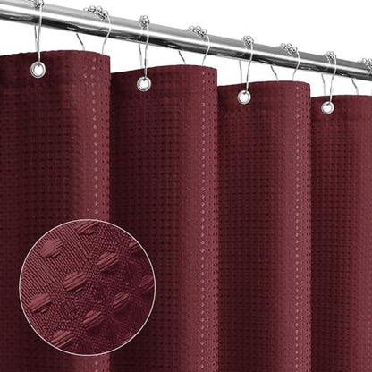 Gibelle Extra Long Burgundy Fabric Shower Curtain, 72 x 84