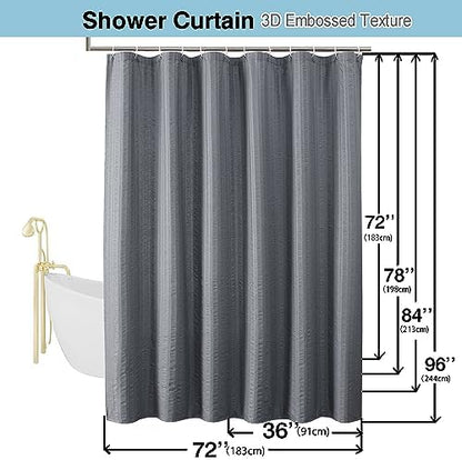 Aiyufeng Moga Stall Shower Curtain 36x72 Inches, Grey Shower Curtain, Fabric Shower Stall Curtains, Hotel Quality Bathroom Shower Curtains