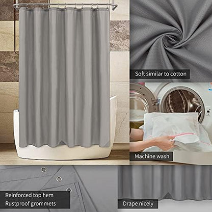 ALYVIA SPRING 72x74 Long Waterproof Fabric Shower Curtain or Liner Grey
